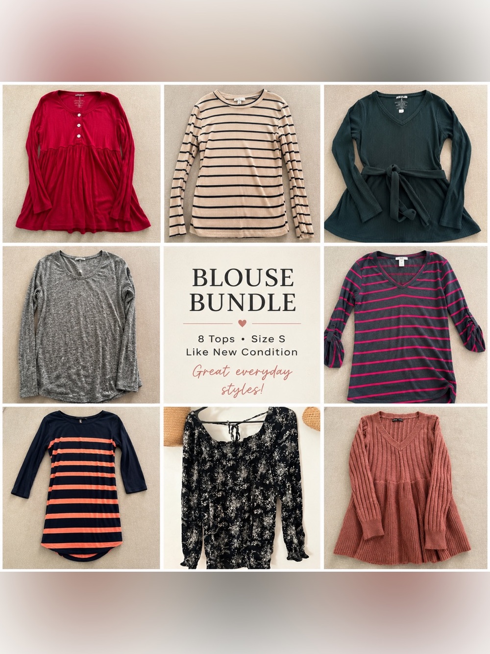 Set of 8 long sleeve MATERNITY tops!